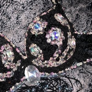 Hand beaded rhinestone belly dancing bra